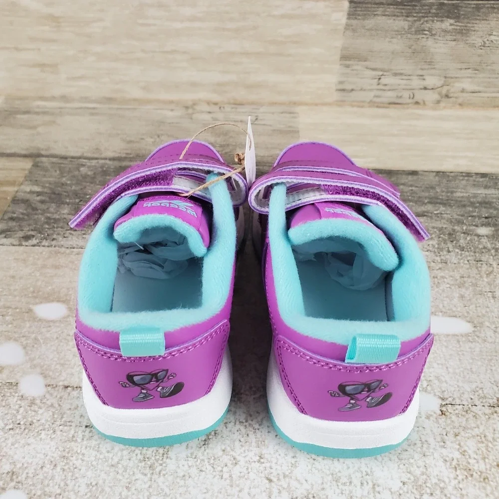 Reebok Weebok Clasp Low 2 Toddler Shoes Sz 9 Purple Aqua White Leather Sneakers